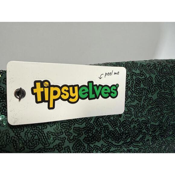 NWT Tipsy Elves Dark Green Sequin Skirt Size Large - Picture 4 of 6